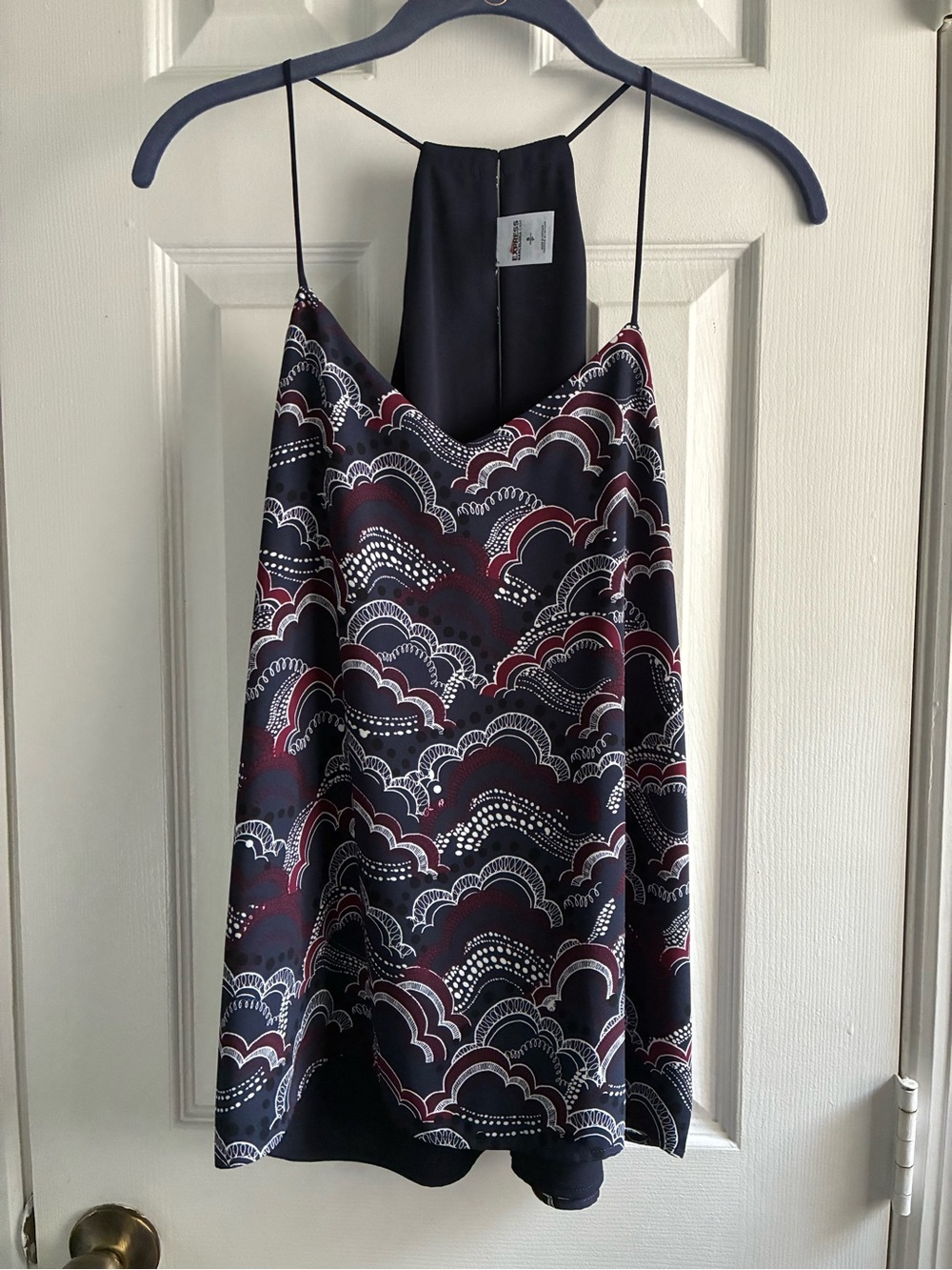 Express Barcelona Tank Navy & Burgundy Print
